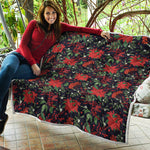 Poinsettia Flower Pattern Print Quilt