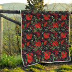 Poinsettia Flower Pattern Print Quilt