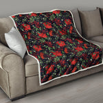 Poinsettia Flower Pattern Print Quilt