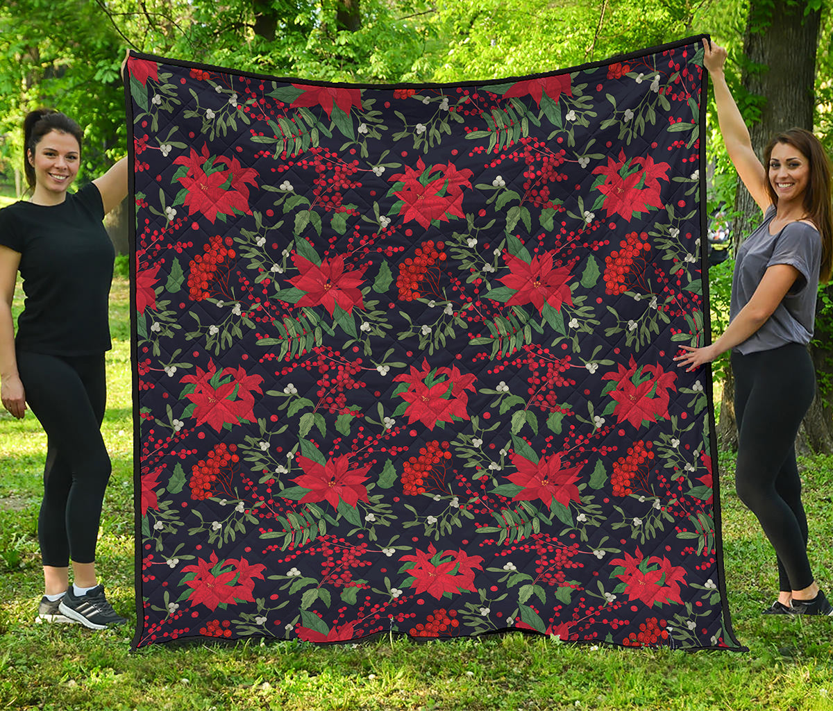 Poinsettia Flower Pattern Print Quilt
