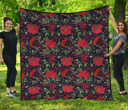 Poinsettia Flower Pattern Print Quilt