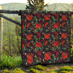 Poinsettia Flower Pattern Print Quilt