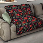 Poinsettia Flower Pattern Print Quilt