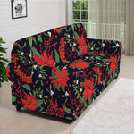 Poinsettia Flower Pattern Print Sofa Cover