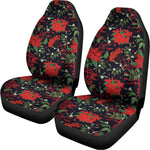 Poinsettia Flower Pattern Print Universal Fit Car Seat Covers