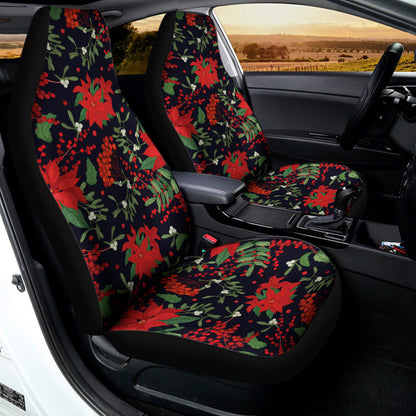 Poinsettia Flower Pattern Print Universal Fit Car Seat Covers