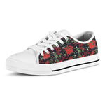 Poinsettia Flower Pattern Print White Low Top Shoes
