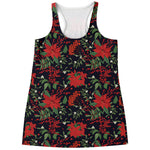 Poinsettia Flower Pattern Print Women's Racerback Tank Top