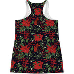 Poinsettia Flower Pattern Print Women's Racerback Tank Top