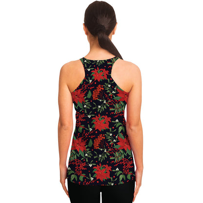 Poinsettia Flower Pattern Print Women's Racerback Tank Top