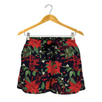 Poinsettia Flower Pattern Print Women's Shorts
