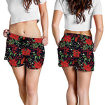 Poinsettia Flower Pattern Print Women's Shorts