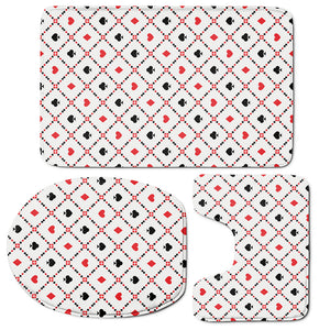 Poker Playing Card Suits Pattern Print 3 Piece Bath Mat Set