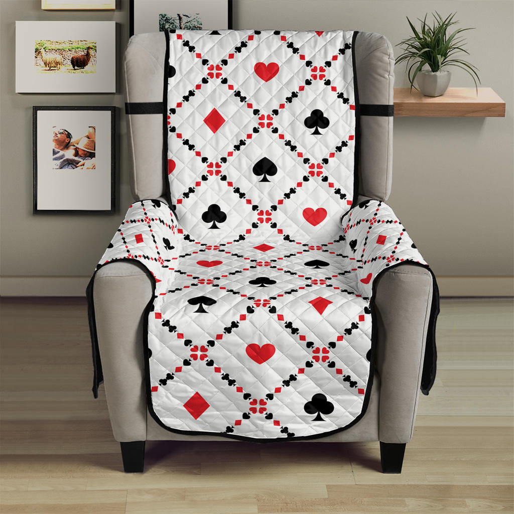 Poker Playing Card Suits Pattern Print Armchair Protector