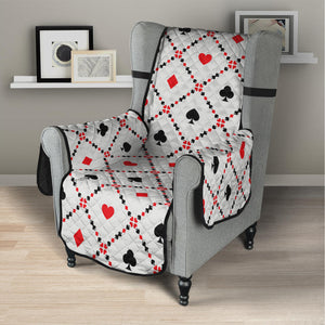 Poker Playing Card Suits Pattern Print Armchair Protector