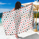 Poker Playing Card Suits Pattern Print Beach Sarong Wrap
