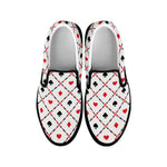 Poker Playing Card Suits Pattern Print Black Slip On Shoes