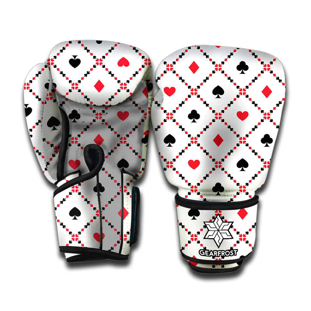 Poker Playing Card Suits Pattern Print Boxing Gloves