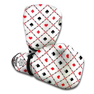 Poker Playing Card Suits Pattern Print Boxing Gloves