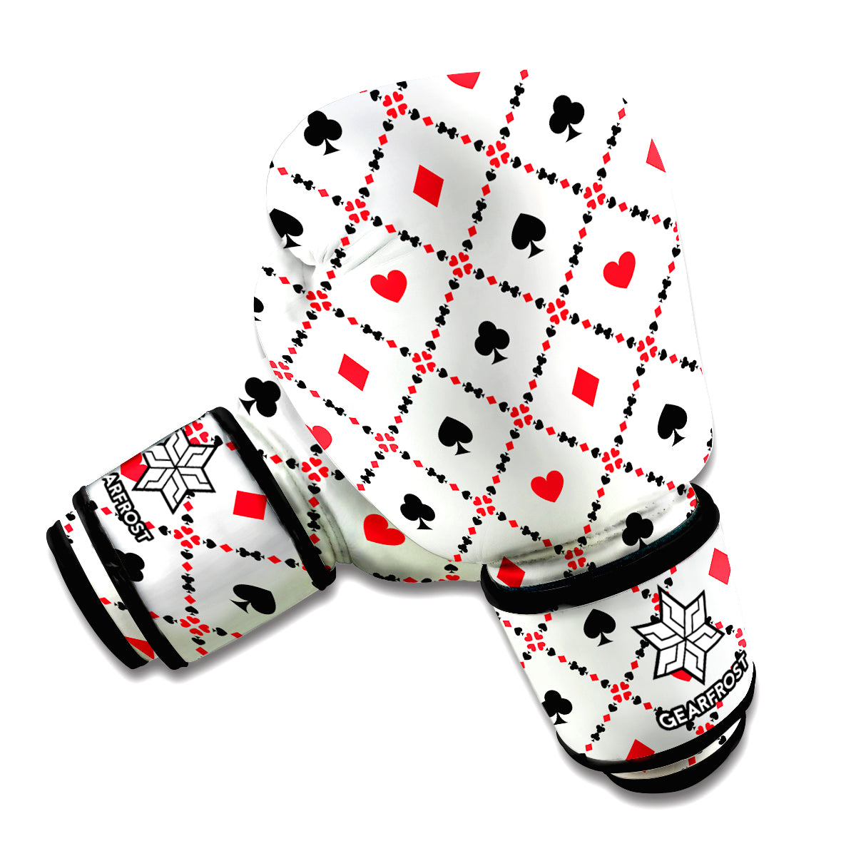 Poker Playing Card Suits Pattern Print Boxing Gloves