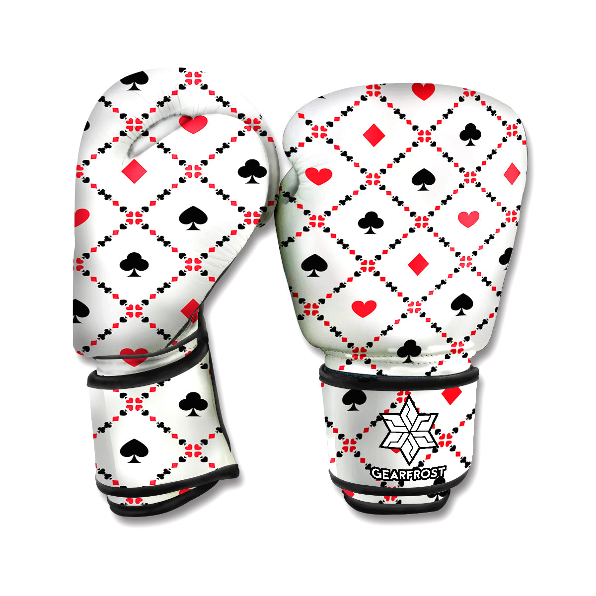 Poker Playing Card Suits Pattern Print Boxing Gloves