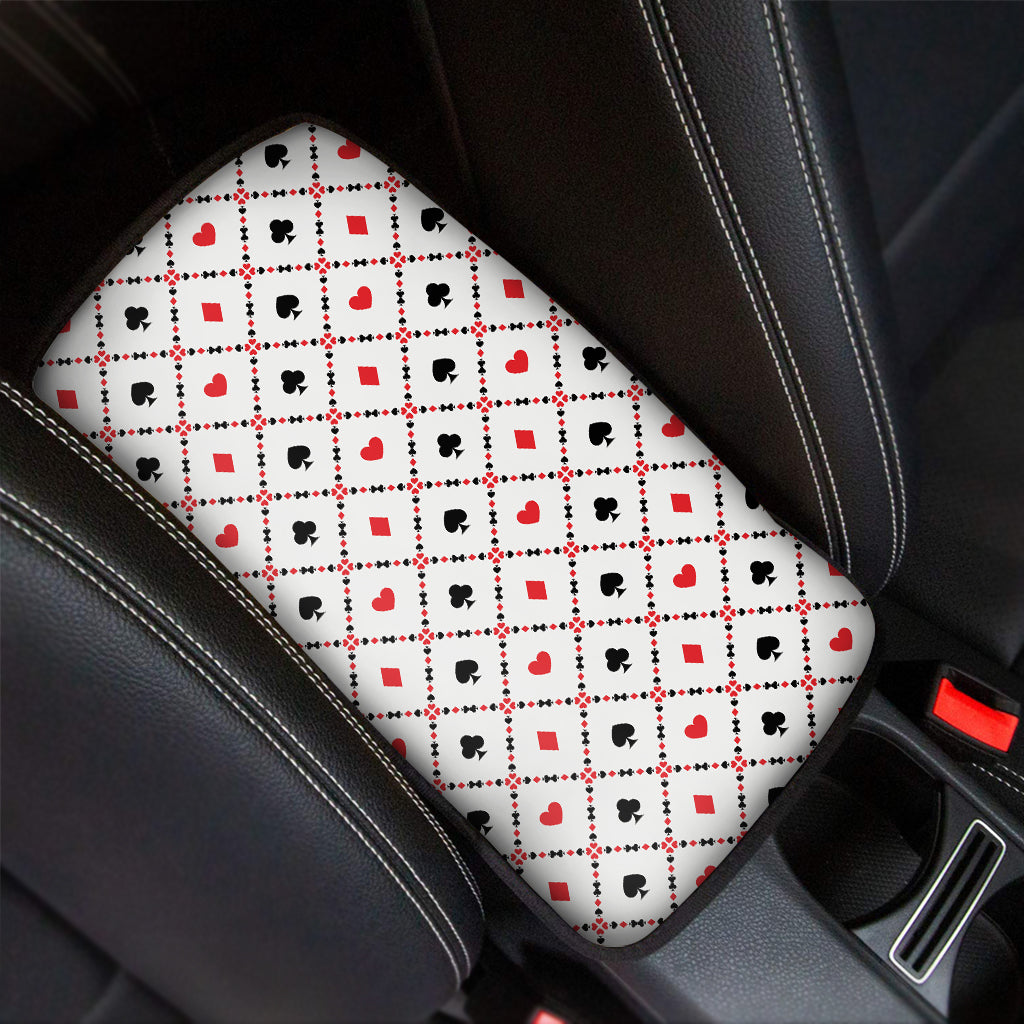Poker Playing Card Suits Pattern Print Car Center Console Cover