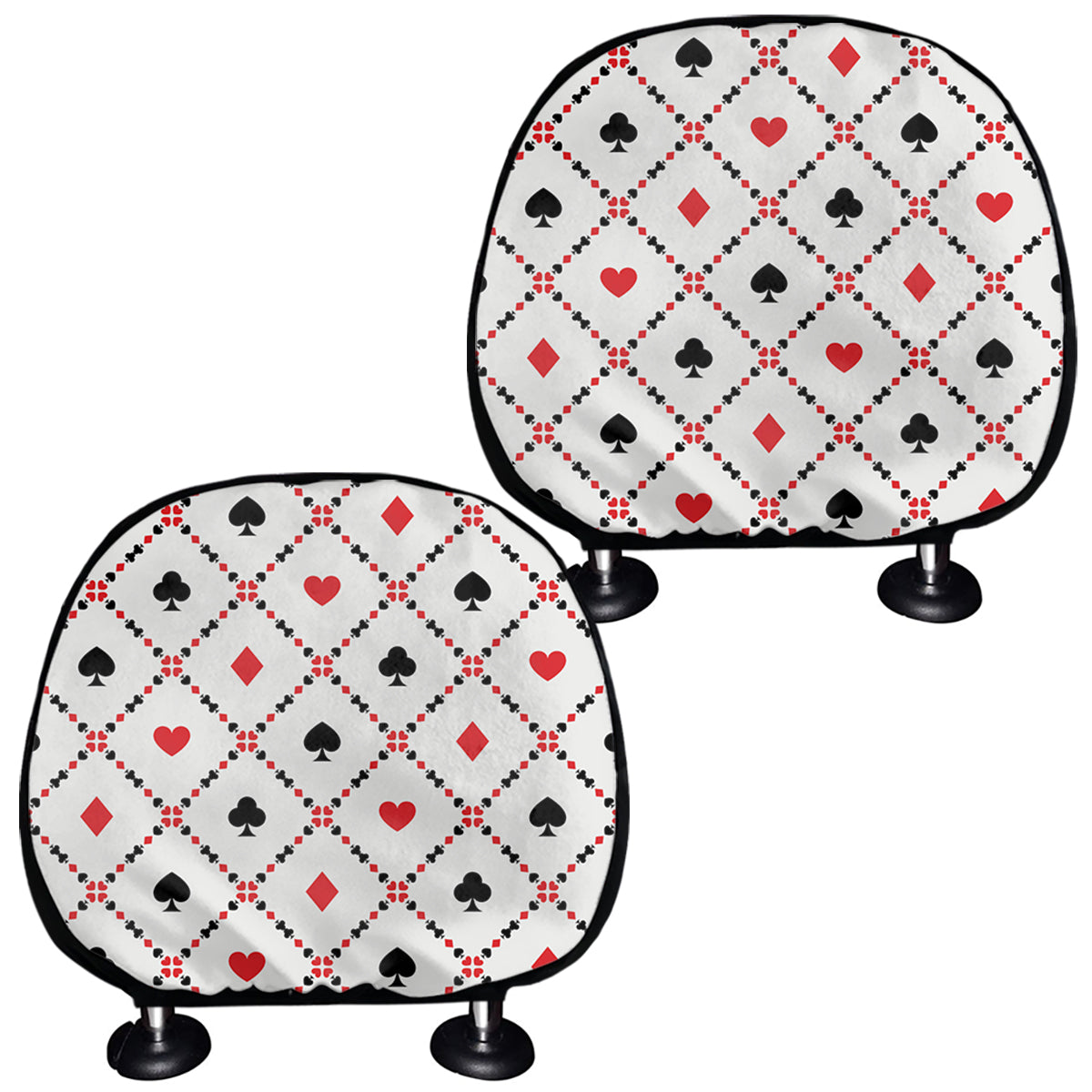 Poker Playing Card Suits Pattern Print Car Headrest Covers