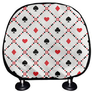 Poker Playing Card Suits Pattern Print Car Headrest Covers