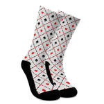 Poker Playing Card Suits Pattern Print Crew Socks