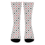 Poker Playing Card Suits Pattern Print Crew Socks