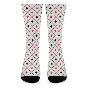 Poker Playing Card Suits Pattern Print Crew Socks