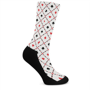 Poker Playing Card Suits Pattern Print Crew Socks