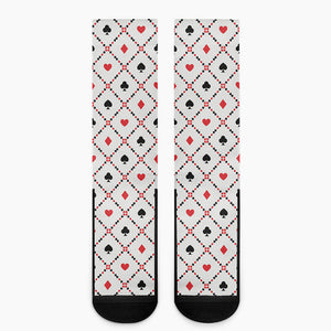 Poker Playing Card Suits Pattern Print Crew Socks