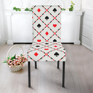 Poker Playing Card Suits Pattern Print Dining Chair Slipcover