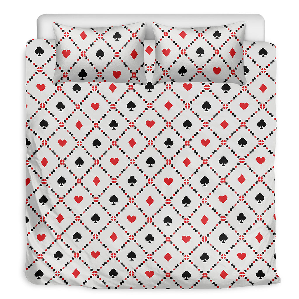 Poker Playing Card Suits Pattern Print Duvet Cover Bedding Set