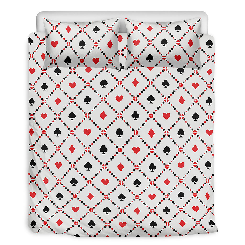 Poker Playing Card Suits Pattern Print Duvet Cover Bedding Set