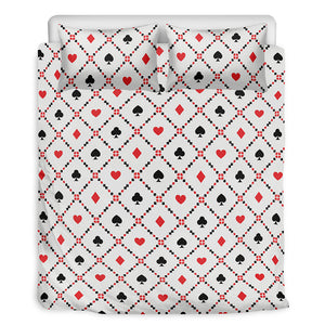 Poker Playing Card Suits Pattern Print Duvet Cover Bedding Set