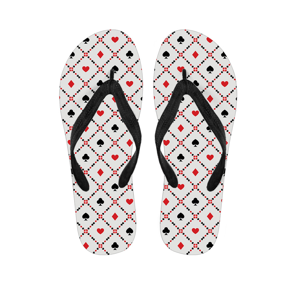 Poker Playing Card Suits Pattern Print Flip Flops