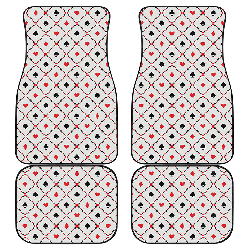 Poker Playing Card Suits Pattern Print Front and Back Car Floor Mats