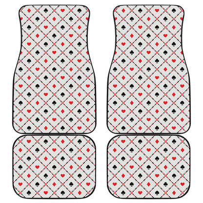 Poker Playing Card Suits Pattern Print Front and Back Car Floor Mats