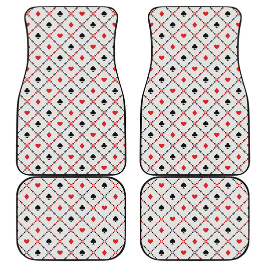 Poker Playing Card Suits Pattern Print Front and Back Car Floor Mats