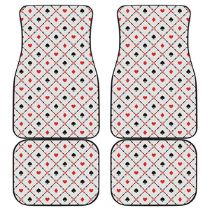 Poker Playing Card Suits Pattern Print Front and Back Car Floor Mats