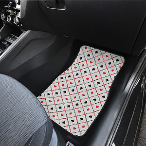 Poker Playing Card Suits Pattern Print Front and Back Car Floor Mats