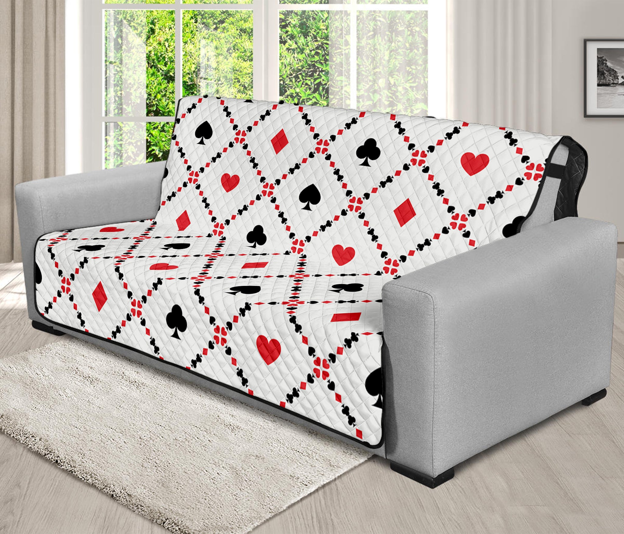 Poker Playing Card Suits Pattern Print Futon Protector