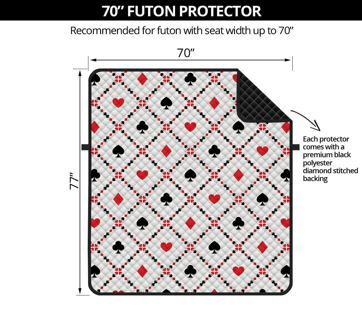 Poker Playing Card Suits Pattern Print Futon Protector