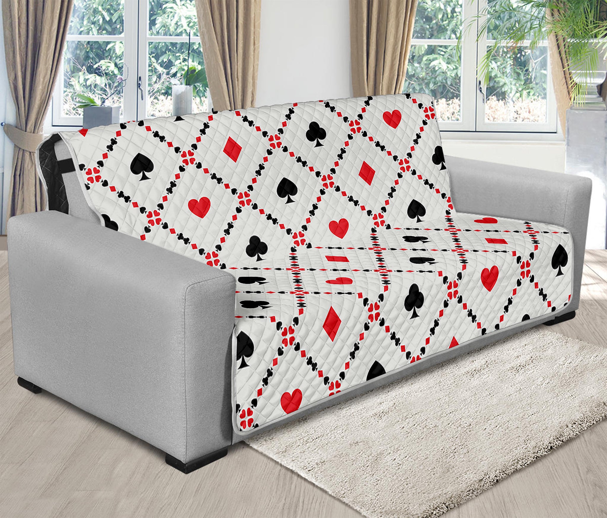 Poker Playing Card Suits Pattern Print Futon Protector