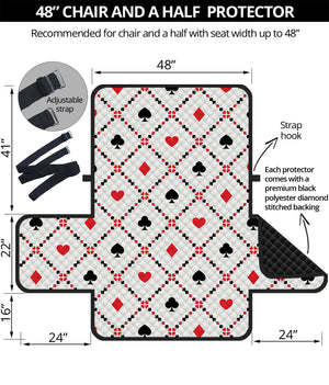 Poker Playing Card Suits Pattern Print Half Sofa Protector