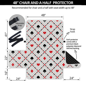 Poker Playing Card Suits Pattern Print Half Sofa Protector