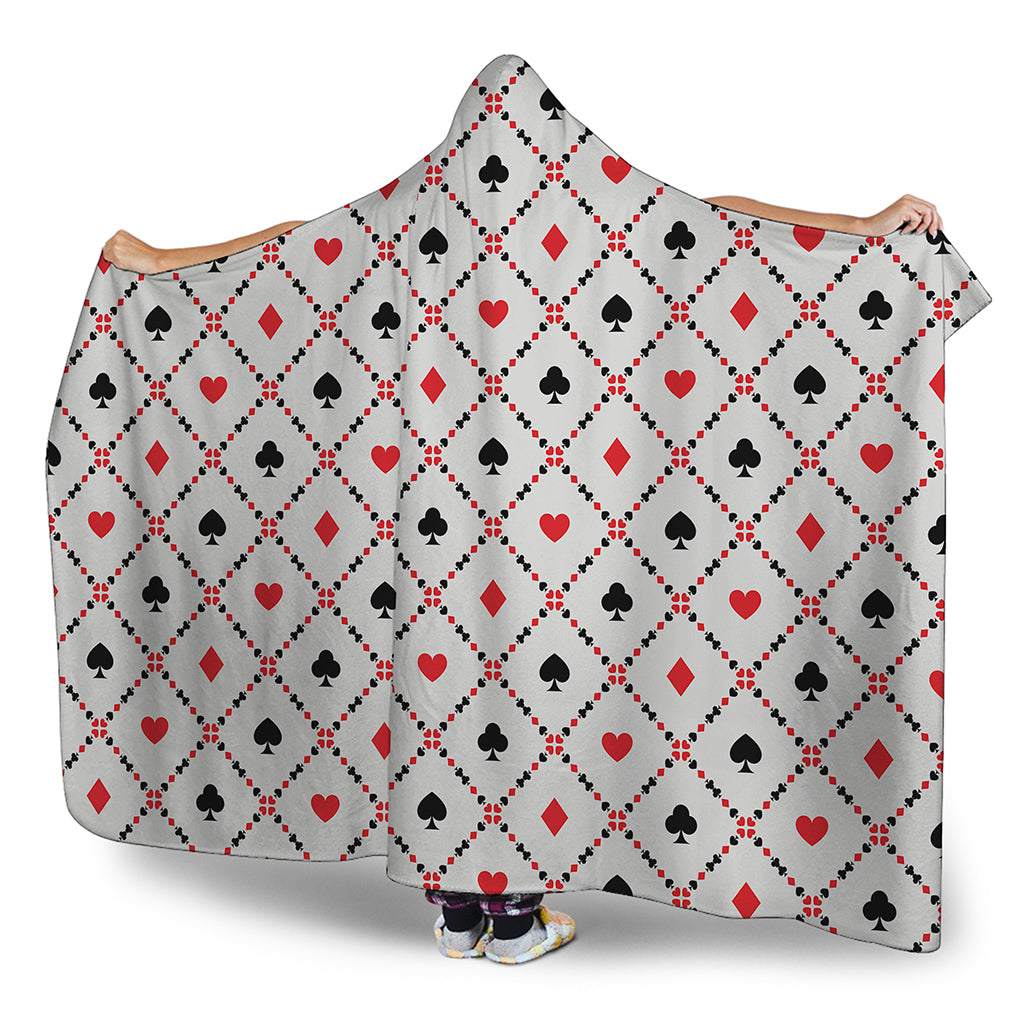 Poker Playing Card Suits Pattern Print Hooded Blanket