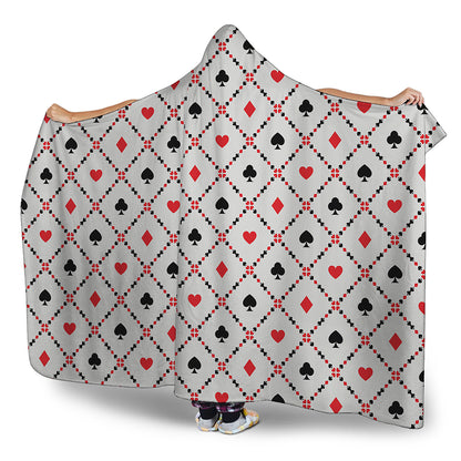 Poker Playing Card Suits Pattern Print Hooded Blanket
